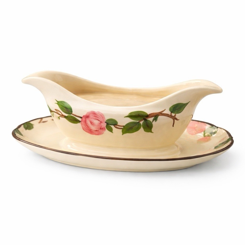 Franciscan Desert Rose Gravy Boat Made in England w/ Attached Drip/Underplate